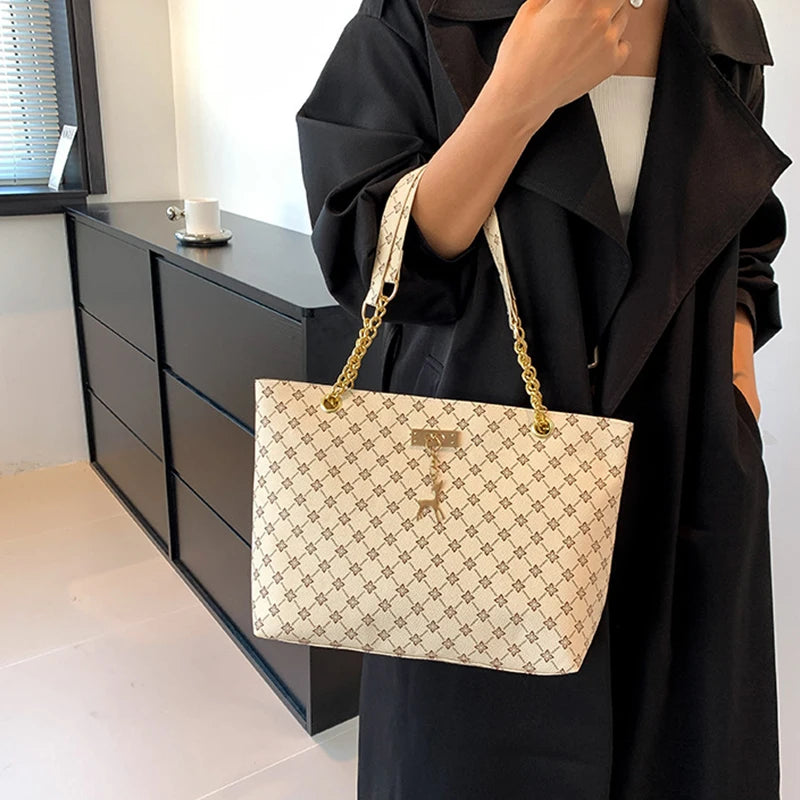 Large capacity tote bag styled for everyday use with modern and polished look