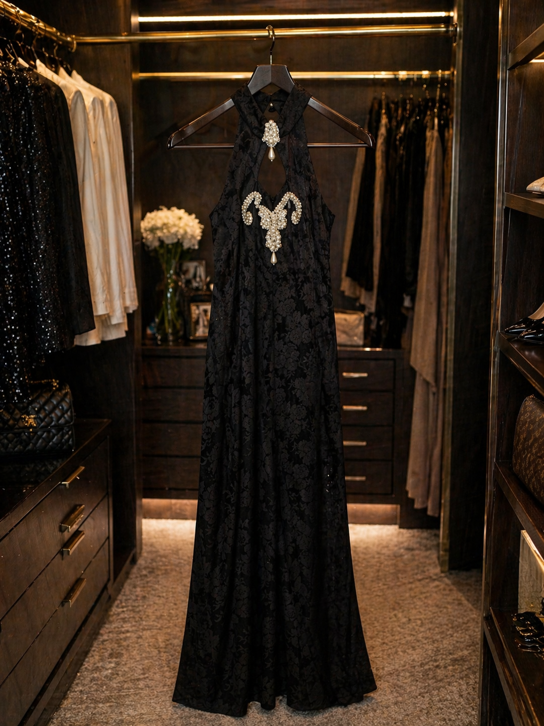 jessica mcclintock black dress front hanger