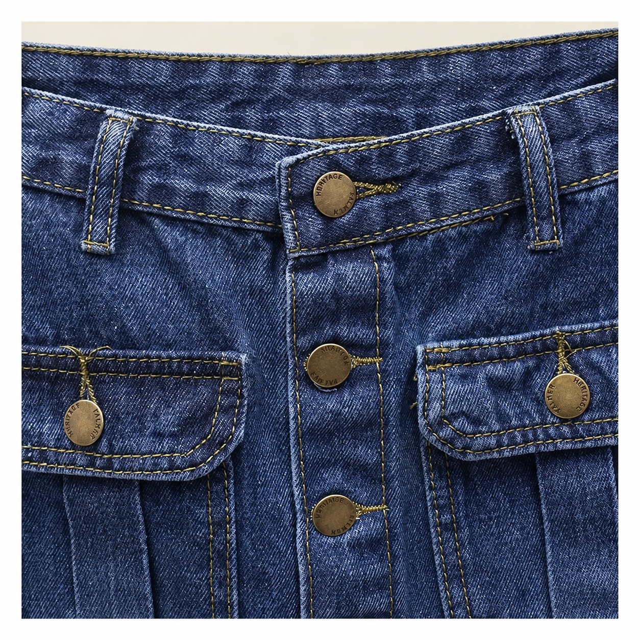 The Marlow Button-Front Denim Midi Skirt