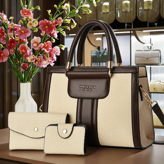 The Everyday Bag & Wallet Set in beige and brown