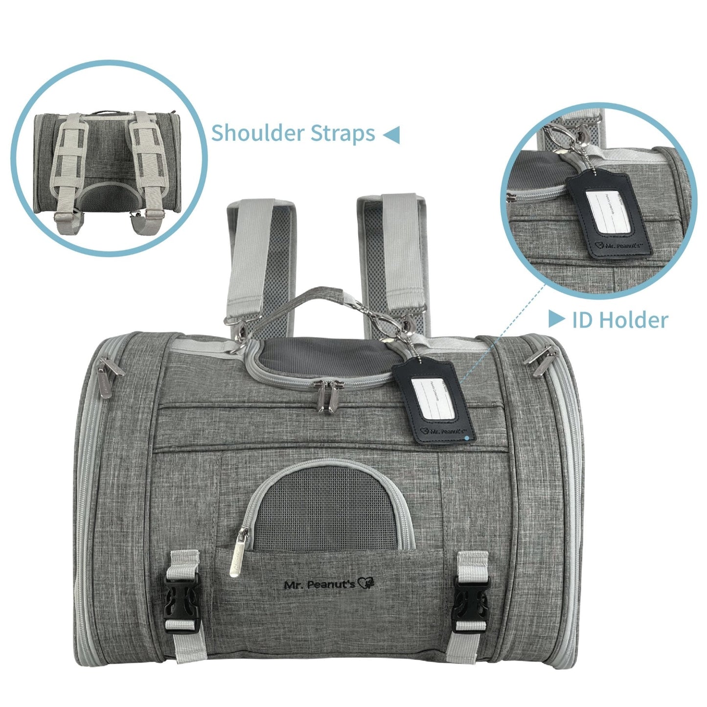 Mr. Peanut's Monterey Series Airline Compliant Horizontal Backpack Pet Carrier